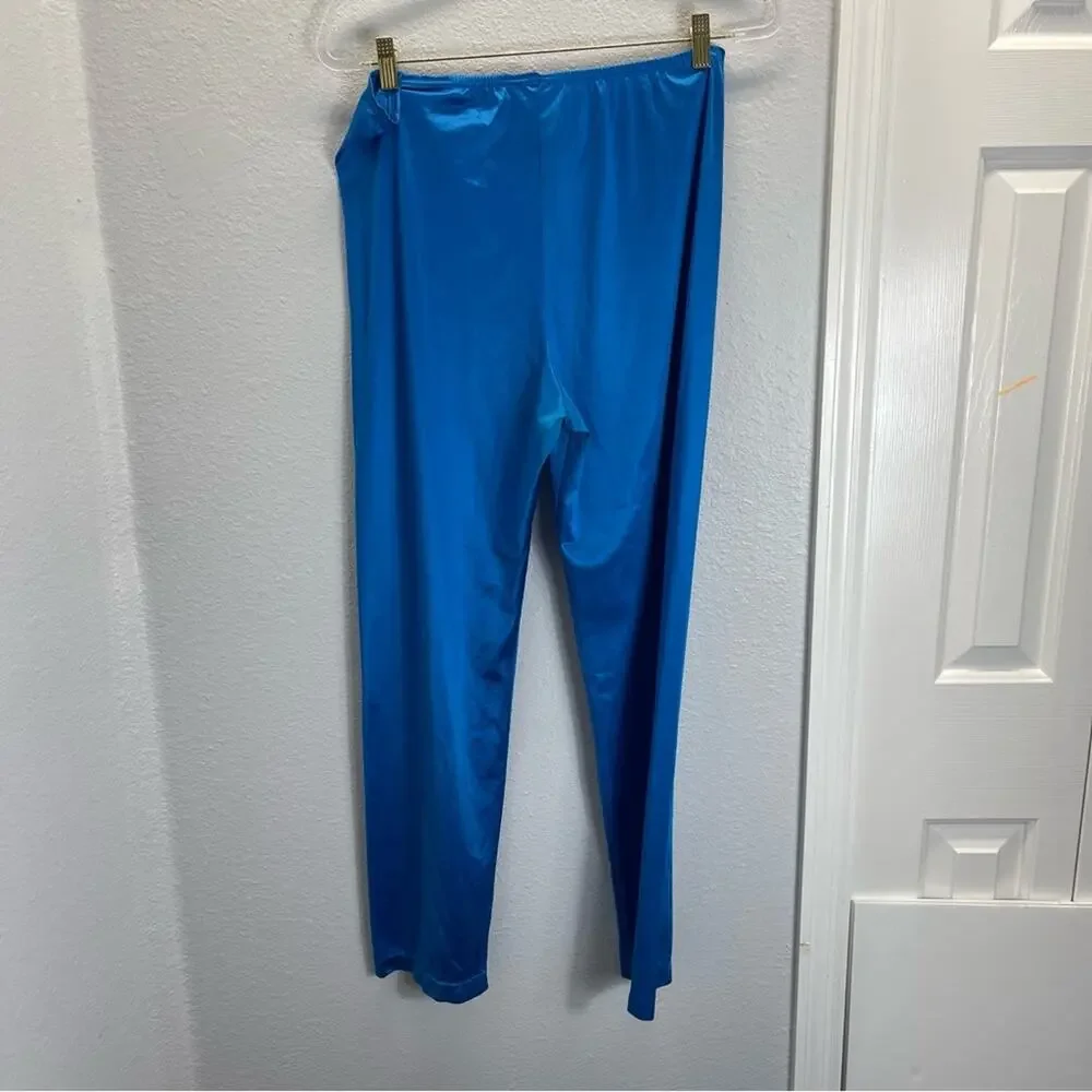 Vintage Vanity Fair Satin Pajama Set Blue Lounge Sleepwear USA Made